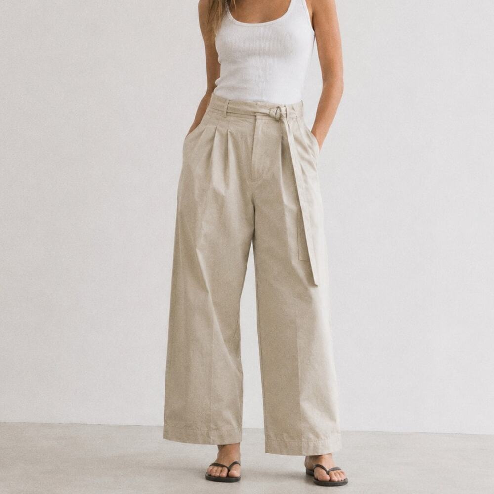Banana Republic BR Cruz Pleated Wide-Leg Tapered Pants 882879 Womens 0 High-rise